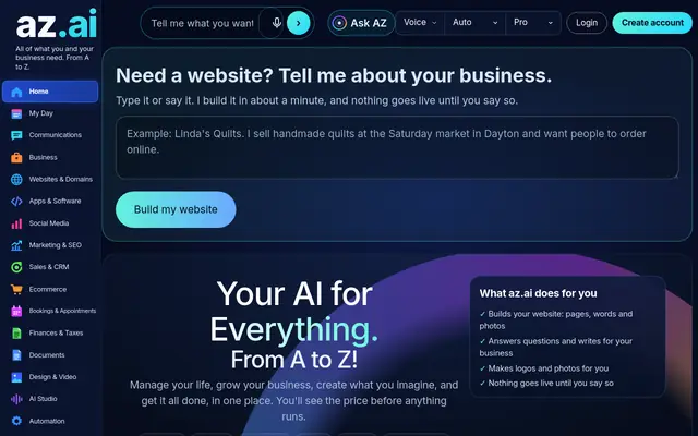 AZ.ai home page