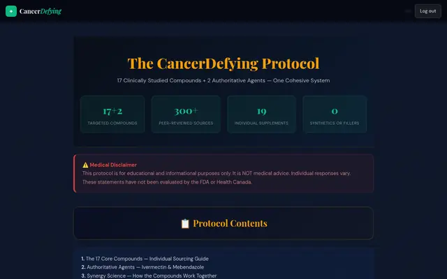CancerDefying home page
