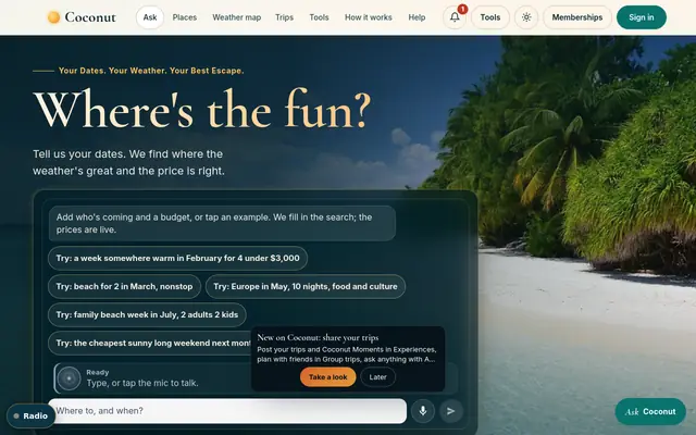 Coconut home page