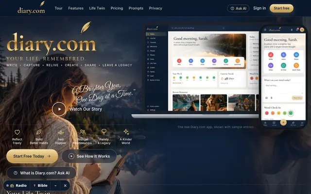 Diary.com home page