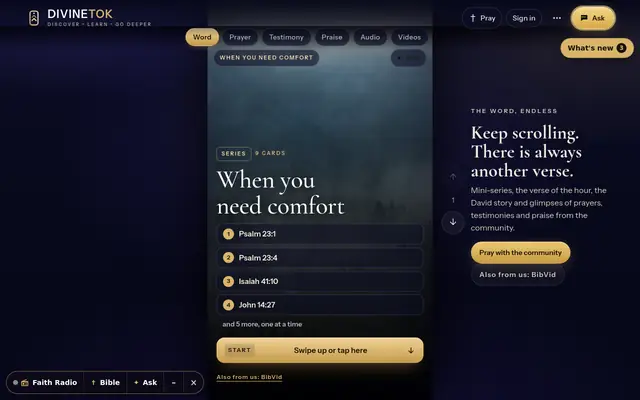 DivineTok home page