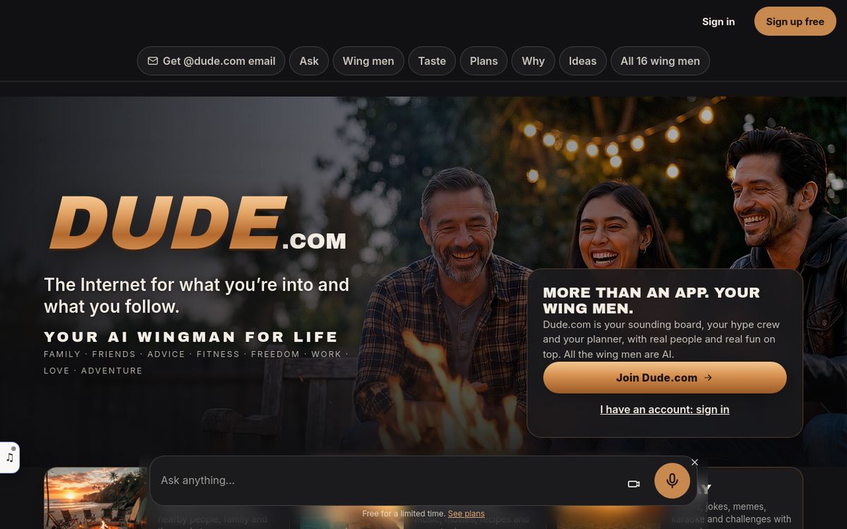 Dude.com website preview