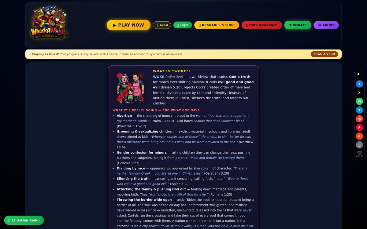 WhackAWoke.com website screenshot